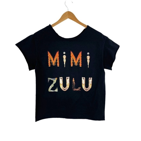 Mimi Zulu Womens Small Graphic Design Raw Hem Festival Tee T-Shirt - Picture 1 of 7